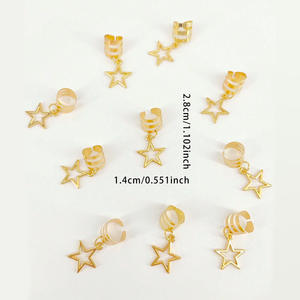Anillos para el Cabello con Diseño de Estrella, Estilo Europeo y Americano, de Aleación, para Mujeres, Uso Diario, Accesorios Decorativos para el Cabello - Product Image 4