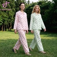 Pyjama décontracté Loveda pour femme avec logo personnalisé, imprimé étoiles, respirant, chemise à manches longues et pantalon avec poches