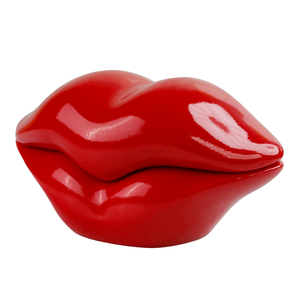 Môi Đỏ nhựa hộp đồ trang sức, Glossy Valentine của ngày Quà Tặng trường hợp cho mỹ phẩm và nhẫn, trang điểm lưu trữ với bản lề Mở thiết kế - Product Image 1