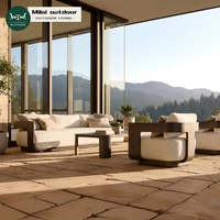 Garten-Outdoor-Sofa Hotel Aluminiumlegierung Villa Hotel Innenhof Wasserdichtes Allwetter-Metall Schwarzes Gartenmöbel-Sofa-Set