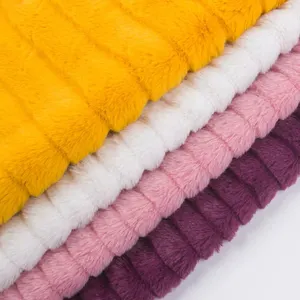 Домашний текстиль, однотонные ткани, мягкие волосы кролика, 100% простая полиэфирная полосатая бархатная ткань, оптовая продажа