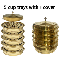Ensemble de vaisselle de communion en acier inoxydable doré à 5 couches