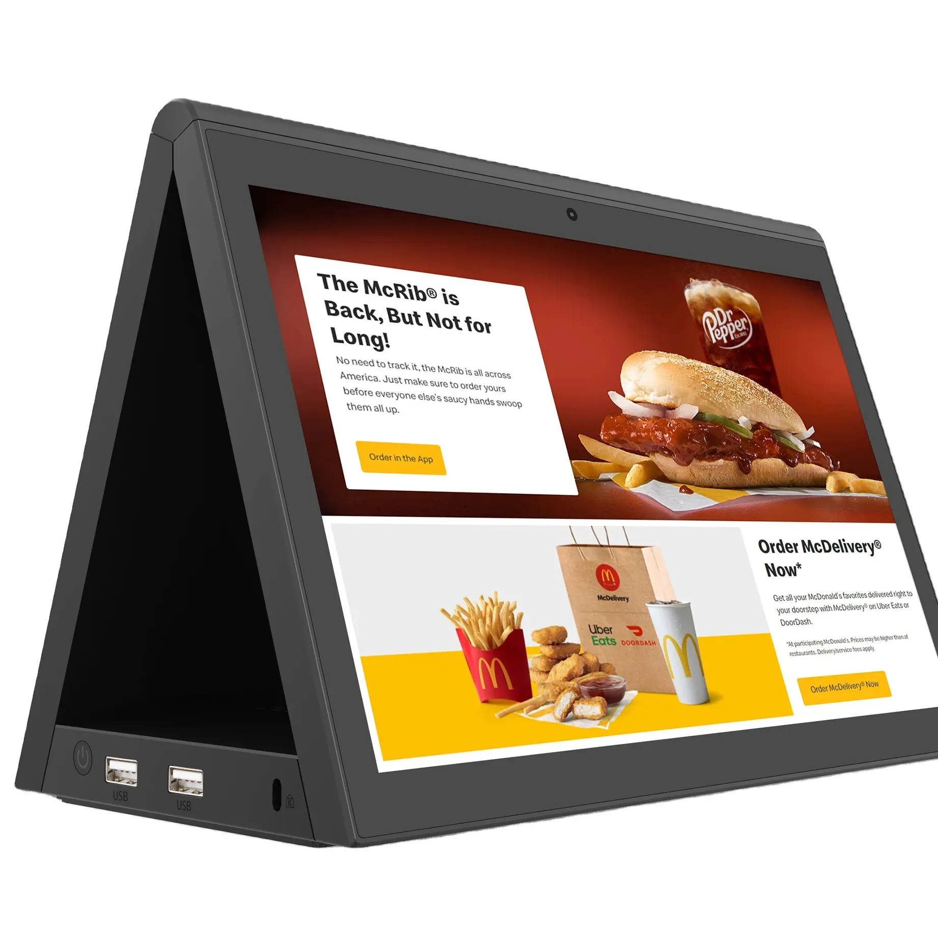 جهاز كمبيوتر لوحي مزود بشاشة رقمية لعرض الإعلانات يُباع بالجملة وشاشة مزدوجة مقاس 10.1 بوصة ويعمل بنظام التشغيل أندرويد