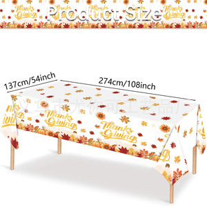 Nappe de table jetable Youke pour l'automne et Thanksgiving, avec motif feuille d'érable, citrouille et dinde, pour la décoration des fêtes - Product Image 3