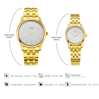 Montre à quartz SINOBI classique en acier inoxydable doré avec bracelet en acier inoxydable, résistante à l'eau 3ATM, plaquée IP pour homme, prête à être expédiée
