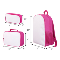 Ensemble de sacs à dos scolaires 3-en-1 tendance vierges avec impression par transfert thermique, logo personnalisé, trousse, sac à déjeuner et compartiment pour ordinateur portable