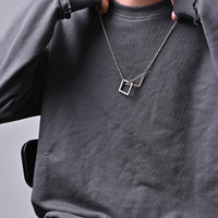 Collier pendentif géométrique triangulaire carré poli en acier inoxydable, chaîne de pull HipHop, bijou unisexe pour couple, cadeau