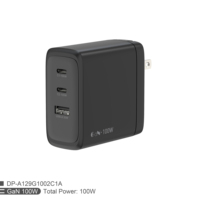 Chargeur mural à charge rapide pliable à 3 ports US Plug pour téléphones portables ordinateurs portables 100W PD3.0 USB Type C GaN chargeur OTP OVP pour Mac