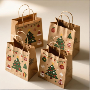 Bolsa de Papel para Regalo con Asa, para Envasado Industrial, Color Marrón, para Navidad, Venta al Por Mayor - Product Image 6