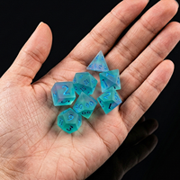 Mini set de dés en résine cyan violet mat pour D&D, 7 pièces, polyédriques à bords tranchants, givrés, pour jeux de rôle de table Dungeons and Dragons