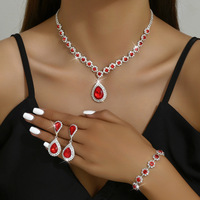 Ensemble de bijoux tendance en cristal floral, prêt à l'emploi, 4 pièces, idéal pour offrir en cadeau, pour toutes occasions, bijoux de mode