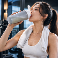 Bouteille de 600 ml en plastique sans BPA, étanche, pour la gym et le sport, idéale pour boire directement et mélanger les protéines en poudre, écologique