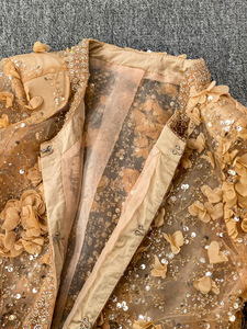 Giacca Europea con Paillettes e <span class=keywords><strong>Fiori</strong></span> in Rilievo, Collo Tondo, Casual Primaverile per <span class=keywords><strong>Donna</strong></span> in Viscosa/Poliestere, Stile Raffinato - Product Image 3