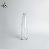 Bouteille de boisson en verre transparente élégante de 275 ml, vide, incurvée, avec filetage, en verre recyclable, impression de logo personnalisée disponible