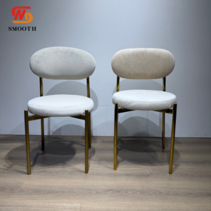 Sillas de Comedor Modernas para Bodas, con Respaldo Desmontable, Estructura Metálica, Patas Doradas Personalizadas, Tapizadas en Terciopelo, para Hotel - Product Image 1