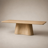 Ensemble de salle à manger rectangulaire moderne en bois massif avec base en piédestal cannelé et chaise en tissu pour projets de design de villas et d'hôtels de luxe
