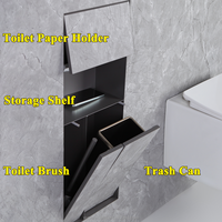 Support de papier toilette dissimulé avec étagère de rangement pour téléphone, brosse WC et poubelle en acier inoxydable 304, niche de salle de bain à insérer dans les carreaux