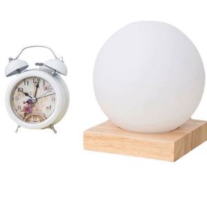 Lampe de table ronde en bois moderne simple en verre blanc lait créative à gradation chaude veilleuse bureau chambre à coucher décoration de lit - Product Image 5