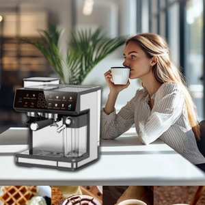 Cafetera Espresso Semiautomática de Estilo Europeo con Pantalla Grande, Molinillo Eléctrico, Sistema de Preparación para Hogar y Autocaravana - Product Image 3