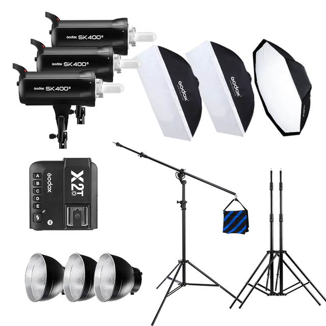 Godox SK400II 1200WProfessional Photography Lighting Kit with Soft Box and Bracket Photo Studio Accessories