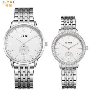 Haut de gamme luxe étanche logo personnalisé unisexe or diamant montres cadeaux ensemble blanc <span class=keywords><strong>Couple</strong></span> montre-bracelet pour homme et femme - Product Image 1