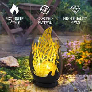 Solar Flame Light Solar Powered <b>Lantern</b> Automatic Sensor Garden Statue Light 600mAh Battery Metal Flame Lamp for Outdoor Garden - Product Image 2
