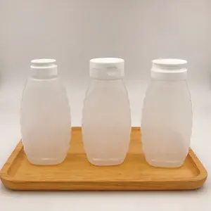 175ml 220ml 250ml 330ml 360mlfifo倒立ハニープラスチックPE BBQソーススクイーズボトル、フリップキャップ付き