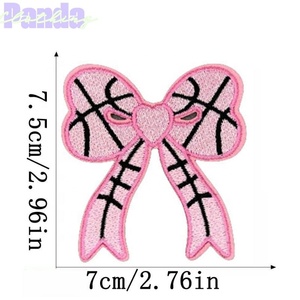 Handmade 2.96Inch Bóng Chày Thêu Vá Bow Hình Dạng Side Bow Iron-On Phong Cách Cảm Thấy Ủng Hộ Vá - Product Image 3