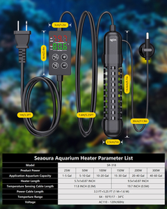Seaoura SR-318 Piccolo Riscaldatore Sommergibile per Acquario con Controllo Esterno, Doppio Display LED Regolabile per <span class=keywords><strong>Pesci</strong></span> Betta, Tartarughe e <span class=keywords><strong>Pesci</strong></span> <span class=keywords><strong>Tropicali</strong></span> - Product Image 4