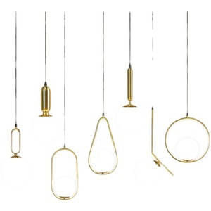 Lámpara colgante redonda dorada LED con control táctil, de una sola cabeza, para isla de cocina, barra de bar, estilo nórdico - Product Image 5