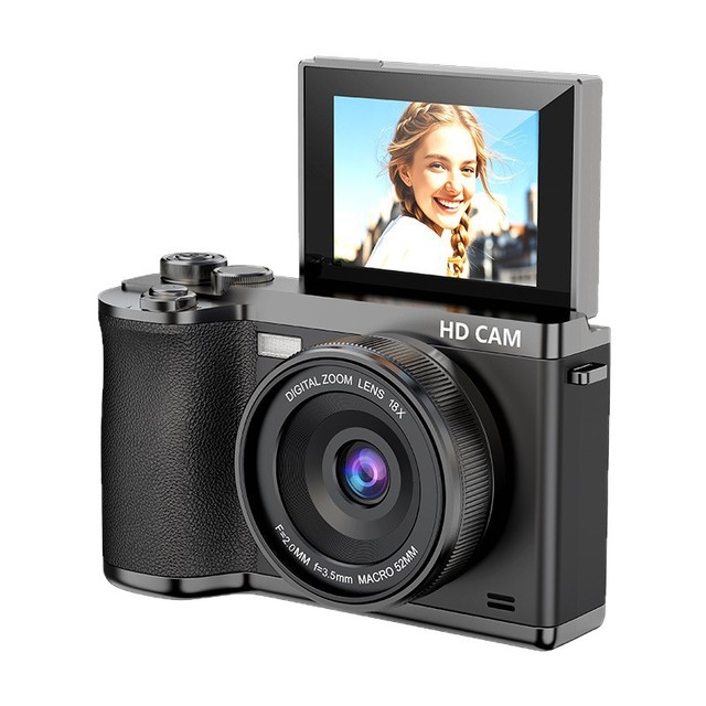 LK-015 Mirrorless Digital Camera Leather ABS 4K CMOS EIS Self Timer 2.4 Inch Screen Portable Photography Students Gift
