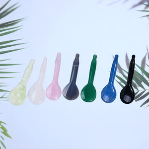 Espátula grande de cuarzo de fresa, maquillaje de cara larga, forma de cuchara Gua Sha, raspador de piedra de <span class=keywords><strong>Jade</strong></span> cosmético, masajeador Facial, cucharas largas - Product Image 2