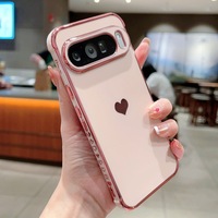 Étui de téléphone portable en TPU souple de couleur bonbon avec motif cœur électro-plaqué pour Google Pixel 10 Pro XL 10A 9 Pro, coque de téléphone antichoc