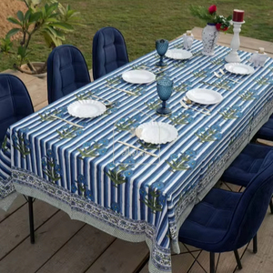 Afshaan Nappe de table style naturel imprimé floral décoration de la maison mariage jardin fête chemin de table napperon - Product Image 1