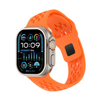 Bracelet de montre en silicone ventilé à mailles perforées pour Apple Watch Ultra, avec découpe oblique, respirant, fermoir carré, personnalisable avec logo OEM