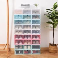 1 pcs/Set Boîte à chaussures en plastique pliable Boîte à tiroirs transparente épaissie Boîtes à chaussures en plastique Boîte à chaussures empilable