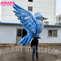 Marionnette gonflable en forme d'oiseau pour fêtes et spectacles, marionnette d'oiseau bleu pour défilés