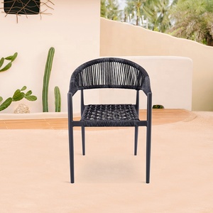 Sillas de Mimbre de <span class=keywords><strong>Aluminio</strong></span> Modernas de Estilo Francés para Patio, Cafetería, Bistro, Muebles de Jardín para Exteriores, Sillas de Comedor de Ratán Tejido para Restaurante - Product Image 1