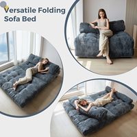Canapé-Lit Convertible Grande Taille avec Oreiller et Support Dorsal, Fauteuil Pliant pour Salon et Chambre, Chaise Double Couchage