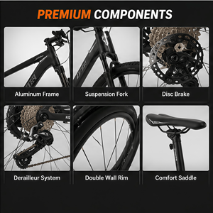 Bicicletta MTB con Telaio in Lega di Alluminio, 24 Velocità Shimano, <span class=keywords><strong>Bici</strong></span> da Montagna Leggera <span class=keywords><strong>per</strong></span> <span class=keywords><strong>Adulti</strong></span>, <span class=keywords><strong>per</strong></span> Ciclismo all'Aperto e Pendolarismo Quotidiano - Product Image 5