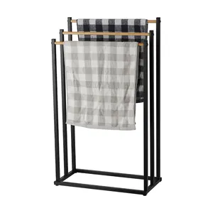 Phòng tắm 3 Tier khăn Rack khăn lau chủ tre gỗ giữ khăn