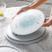 Ensemble d'assiettes rondes en mélamine, plastique de qualité alimentaire, grand plat de service, assiette à pizza, assiette à steak, plateau empilable pour restaurant et maison