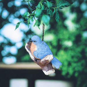 Scultura Artigianale in Resina Personalizzata, Piccola Uccellina Blu Dipinta a Mano, Decorazione per Giardino e Alberi - Product Image 2