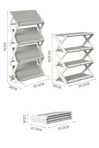 DS3595 salvaspazio 3 livelli di plastica scaffale scarpe Free Standing organizzatore per armadio corridoio ingresso camera da letto ripiegata scarpiera - Product Image 2