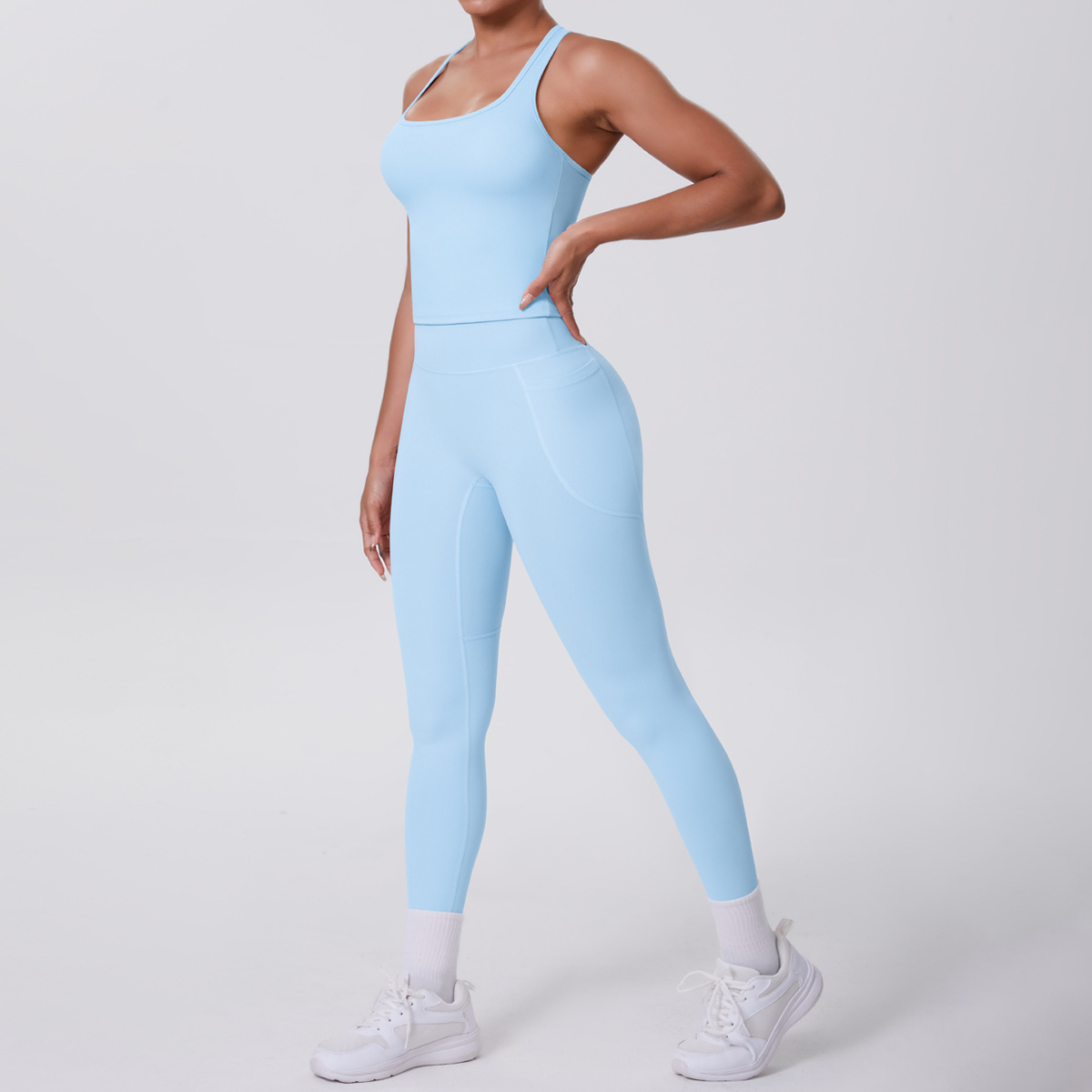 7122 gilet en forme de i 7108 pantalon à poches costume-bleu ciel