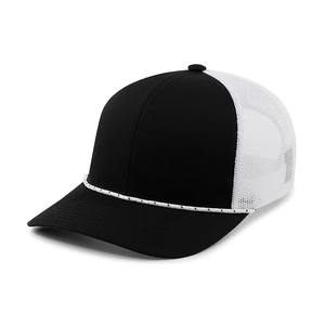 Gorra de béisbol de ala plana con logotipo personalizado de algodón al por mayor, gorra de camionero de 6 paneles con patrones de cuerda rosa - Product Image 4