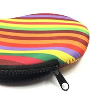 Housse de raquette de tennis de table et de badminton en néoprène, étanche, antichoc, avec fermeture éclair, sangle de transport, rayures colorées/couleur unie, forme gourde