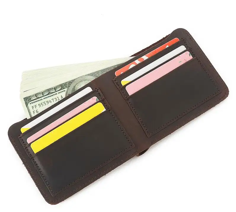 Cartera de cuero para hombre, monedero pequeño de Color sólido, billetera Vintage famosa, monedero suave con varias tarjetas