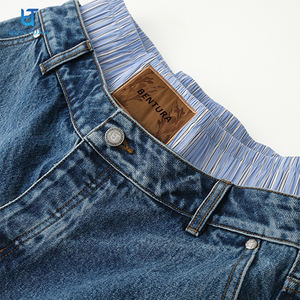 جينز رجالي عالي الجودة من BENTURA بتصميم مخصص وشعار جلدي وغسيل قديم ورقعات مميزة وخصر مزدوج - Product Image 2