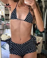 MLY Nieuwe Zomerstrand Bikini Polka Dot Print Bikini Bandjes Sexy Zwarte Retro Polka Dot Badpak Nieuwe Mode Gesplitste Badpak